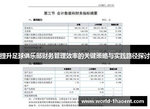 提升足球俱乐部财务管理效率的关键策略与实践路径探讨
